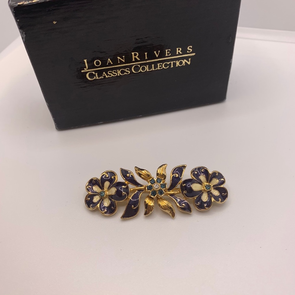 Elegant Joan Rivers Enamel Floral Pin Brooch